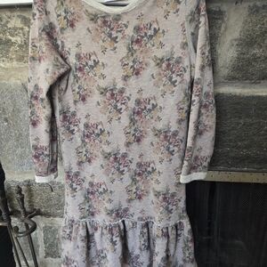 Floral Long Sleeve Sweatshirt Dress, M